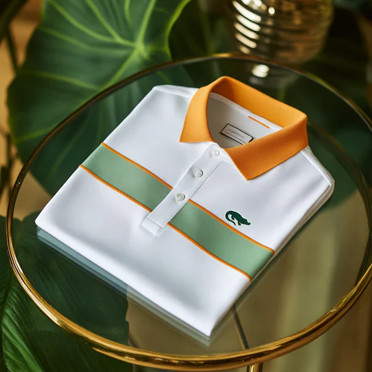 Vintlys White & Orange Stripe Premium Polo Shirt for Men – Luxury Designer Casual Tee